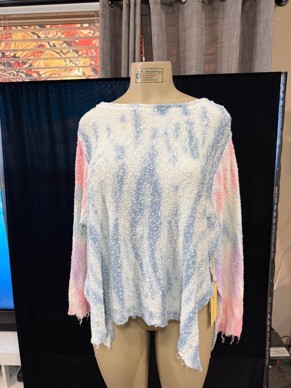 Vintage Havana Pastel Tie-Dye Crewneck Sweater - Blue, Pink, Cream